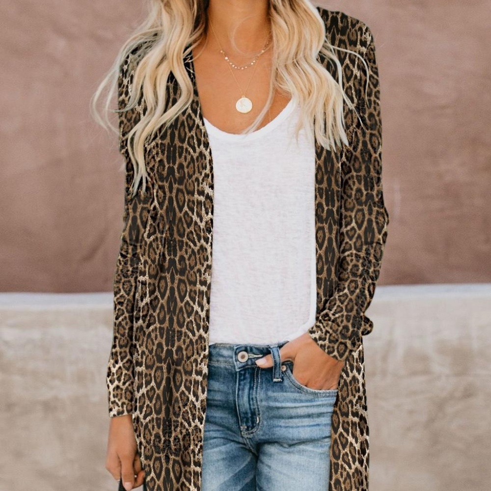 🎈1 Left❣️animal print Leopard Duster, cardigan - Picture 1 of 8